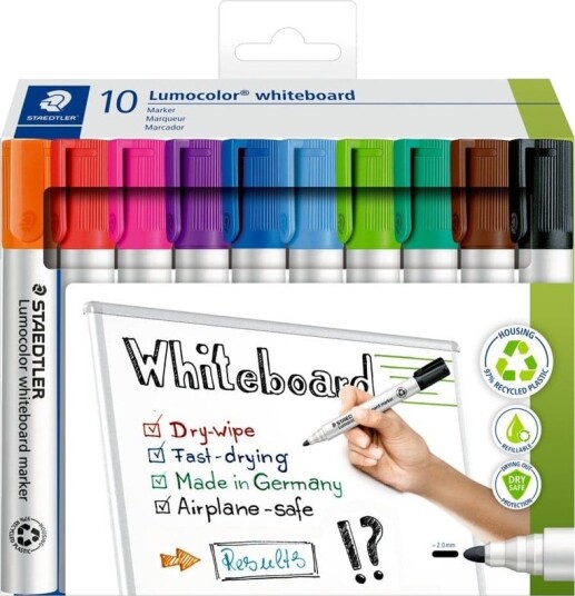 Staedtler Lumocolor Whiteboard-tusjer 20 Mm 10 Farger Staedtler Lumocolor Whiteboard-tusjer 20 Mm 10 Farger