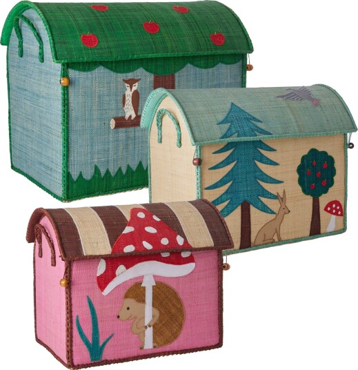 Rice Large Set of 3 Toy Baskets Happy Forest Theme