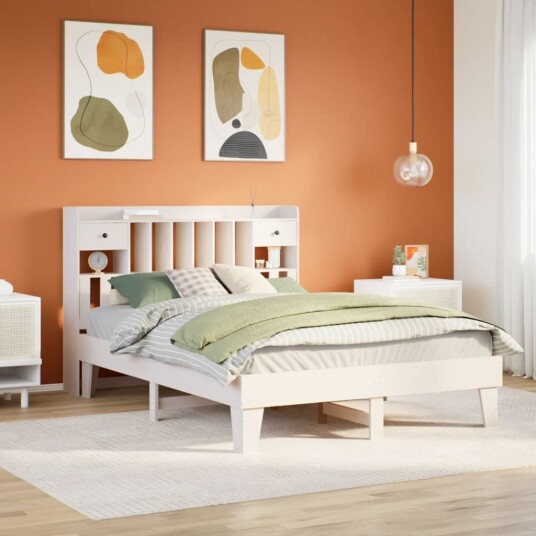 Sengeramme uten madrass hvit 160x200 cm heltre furu 8721158382771 Sengeramme uten madrass hvit 160x200 cm heltre furu 8721158382771