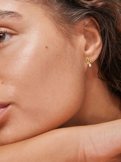 ENAMEL Copenhagen Significant Pearl Hoops Gull ONE SIZE