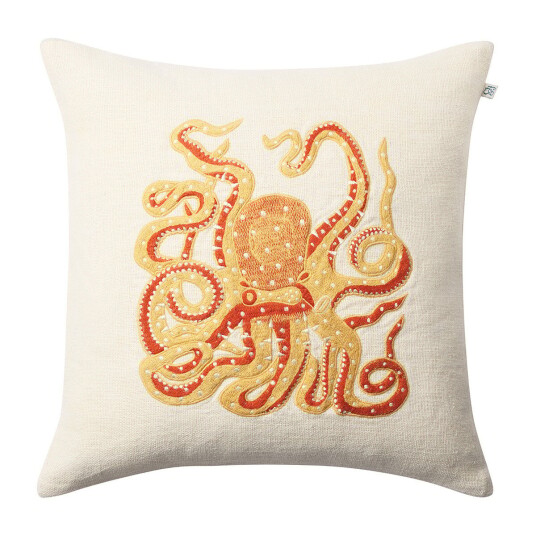Chhatwal & Jonsson Embroidered Octopus putetrekk 50x50 cm Spicy yellow-orange