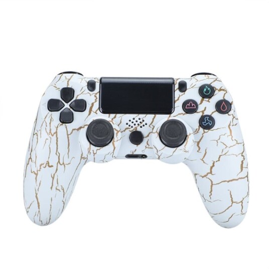 Trådløs PS4 spillkontroller med høyttaler og stereohodesettkontakt   Hvit sprekk