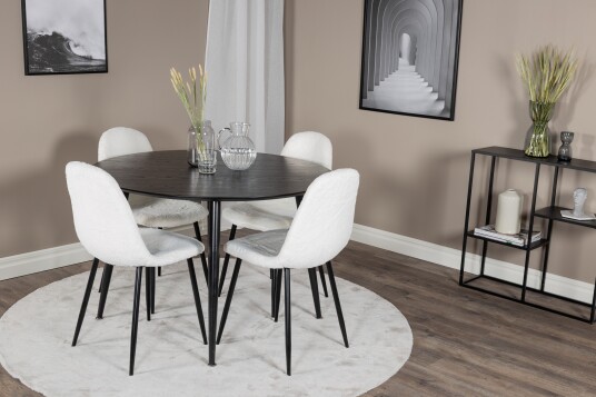 Venture Home Spisegruppe Balisa 115 cm Rund + 4 Ypas Spisestoler