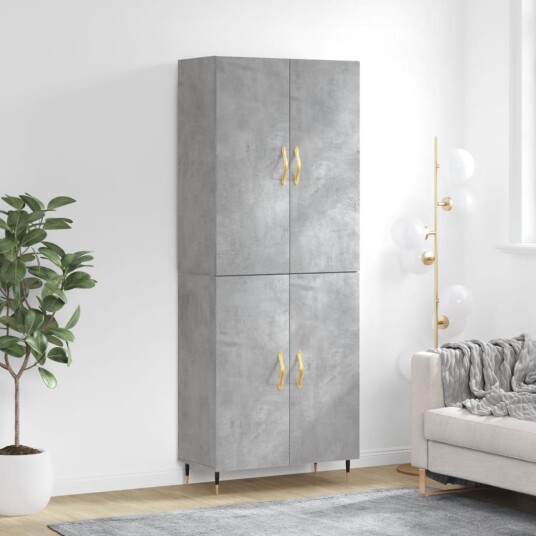 vidaXL Highboard betong grå 69,5x34x180 cm konstruert tre 8720845409128