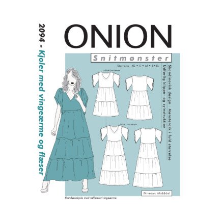ONION Mønster 2094 Kjoler Med Vingeermer Og Volanger Str XS XL