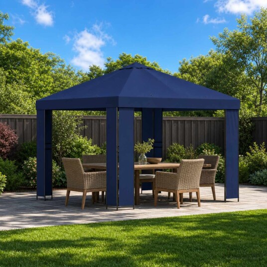 vidaXL Paviljong 3 x 3 m Blå Polyester og stål 190 gsm