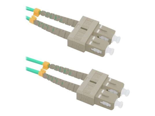 Qoltec - Patchkabel - Sc/Upc Multimodus (Hann) Til Sc/Upc Multimodus (Hann) - 5 M. - Fiberoptikk - Dupleks - 50 / 125 My - Om4 - Halogenfri - Mint