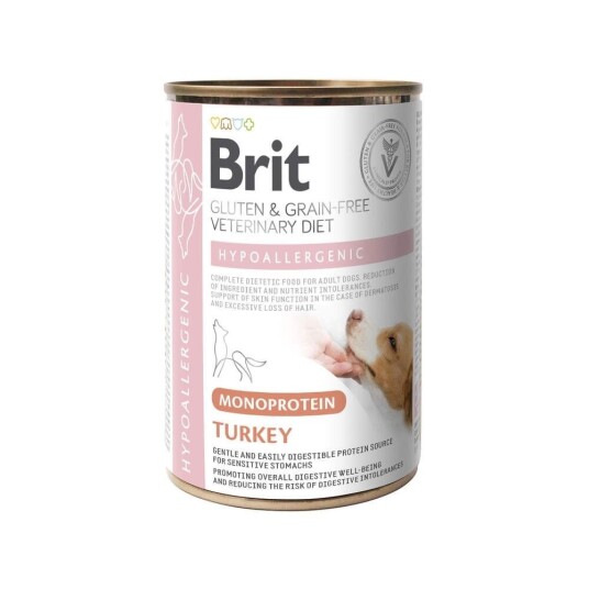 Brit Veterinary Diet For Dogs Hypoallergenic Monoprotein Turkey 400G