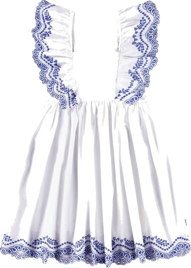 Molo Kjole Clementine Skarpe White m. Broderi Molo 11 12 år (146 152) Kjole Blå Hvit