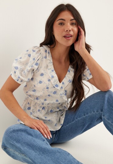 Bubbleroom Wrap Frill Blouse