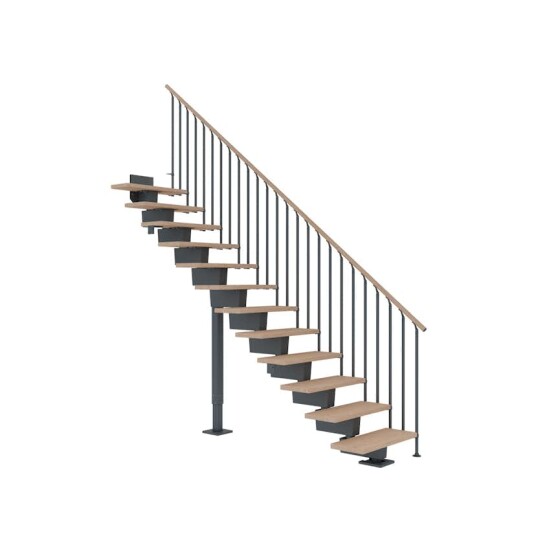 Dolle Dubai Rett Trapp Antracit 7016 classic Iii hvitoljet Eik 90 12 Loddrett Høyde 221 273cm