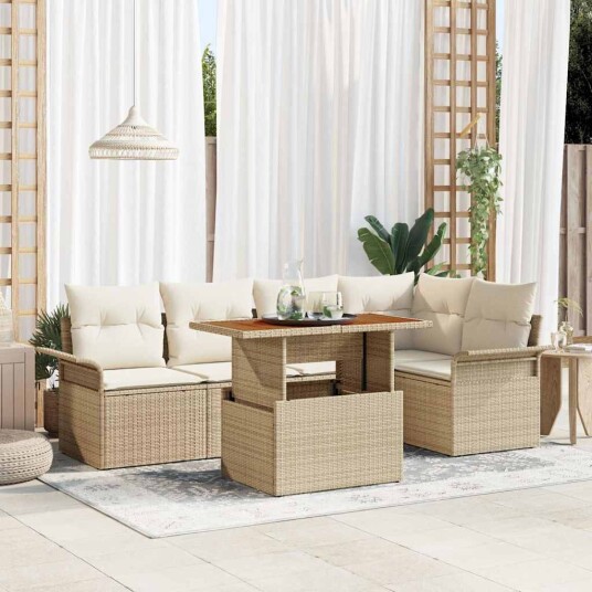 vidaXL Hagesofa Set 6 stk. beige og krem