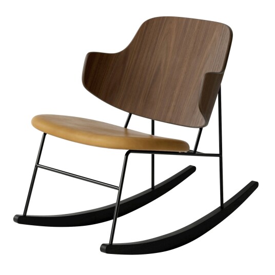 Audo Copenhagen The Penguin Rocking Chair Upholstered Seat Black Steel / Walnut / Dakar 0250
