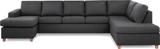 Crazy 5 seters Høyrevendt U formet X Large Sofa med Divan og Sjeselong i Stoff Mørk grå