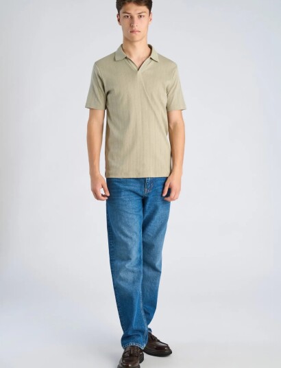 Lindbergh Jacquard V Neck Polo S/S   Khaki green   L