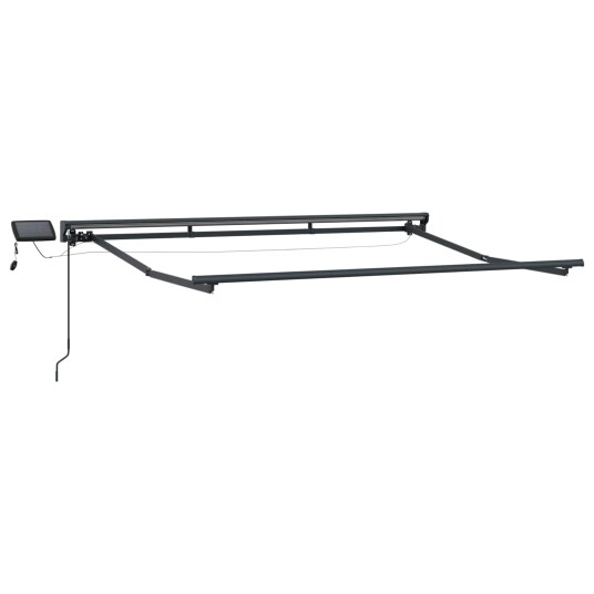 Manuell markiseramme med LEDs Antrasitt 3 x 2,5 m Aluminium