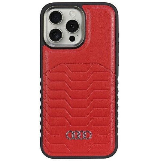 Audi Synthetic Lær Magsafe Deksel til iPhone 15 Pro 6.1" Rød