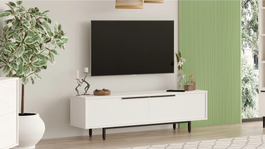Munish TV benk 160 cm Hvit