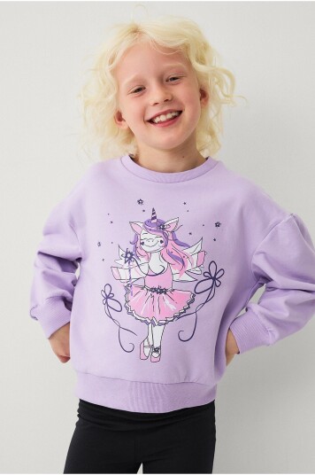 Ellos Collection Collegegenser med puffermer Lilla