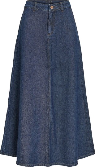 Vila Denim skjørt viPal RW A line Midi Denim Skirt Blå