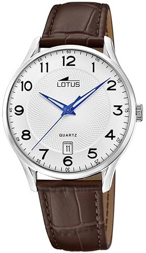 Lotus Herreklokke 18402/G Classic Hvit/Lær Ø39 mm