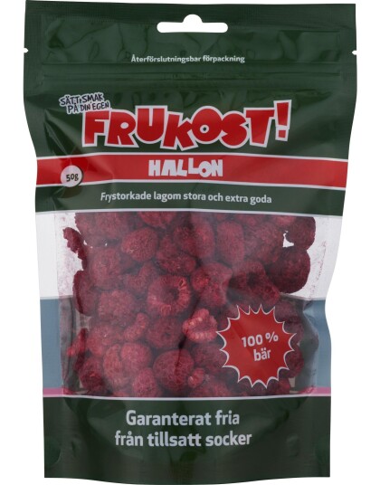 Frukost! Hallon   Pose med Frysetørkede Bringebær 50 gram