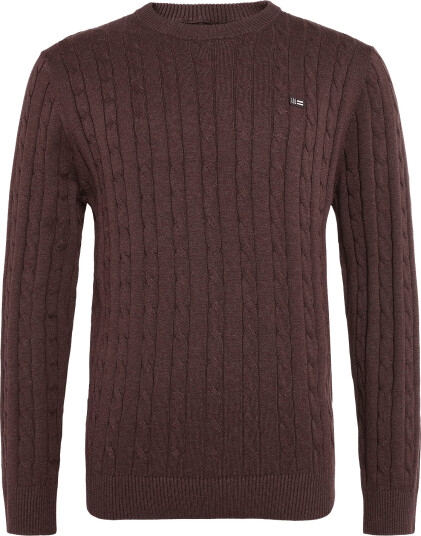 Lexington Clothing Cotton Cable Knitted Sweater   Burgundy   XXL