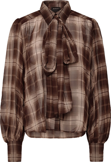 Bardot Cecile Neck Tie Shirt   Brown   34