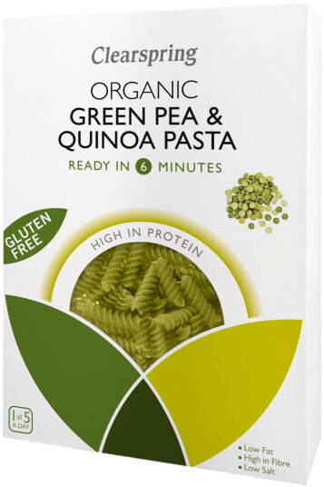 Clearspring Fusilli Med Grønne Erter Og Quinoa Ø 250gram Clearspring Fusilli Med Grønne Erter Og Quinoa Ø 250gram