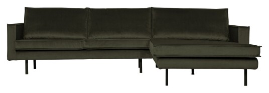 BePureHome Rodeo 3-seter. Sofa m/høyrevendt sjese - Mørk Grønn Velur