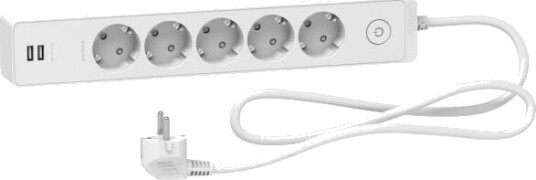 Schneider Electric Unica Extend Grenuttak 5-veis, jordet, 2xUSB, 1.5 m Hvit