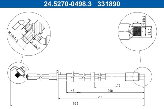 ATE 24.5270 0498.3 Bremseslange ATE 24.5270 0498.3 Bremseslange