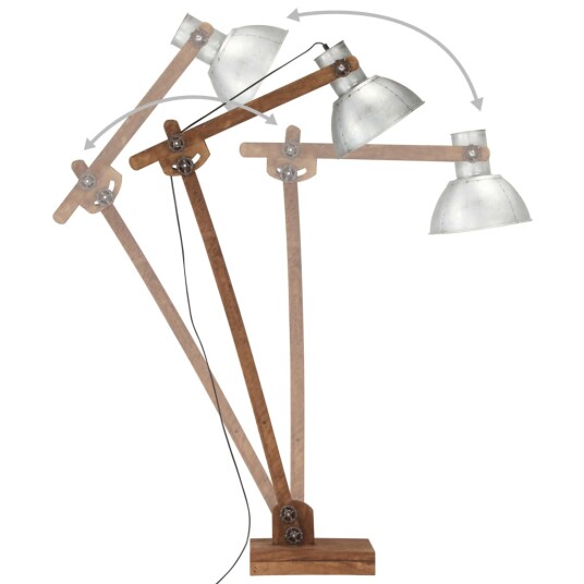 vidaXL Gulvlampe sølv heltre mango E27