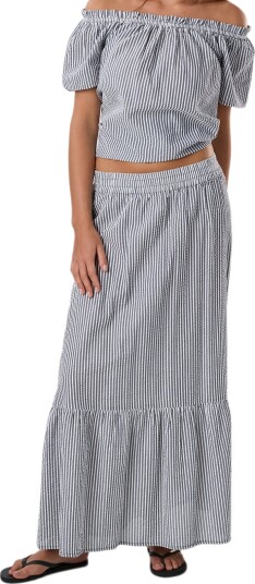Seaside Marina Seersucker Long Skirt W