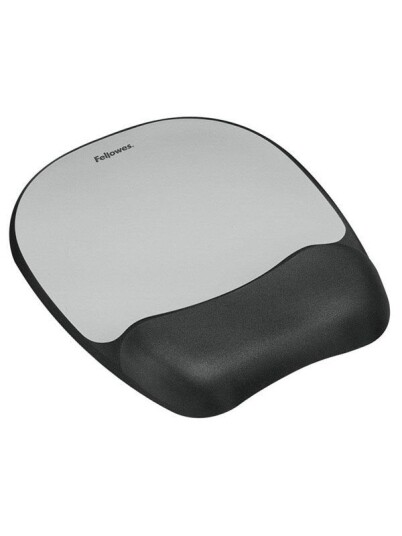 Fellowes Memory Foam Mousepad Wrist Rest Silver Streak