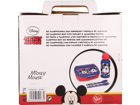 Disney Mickey Mouse Lunchbox Set 400Ml Water Bottle Cutlery Disney Mickey Mouse Lunchbox Set 400Ml Water Bottle Cutlery