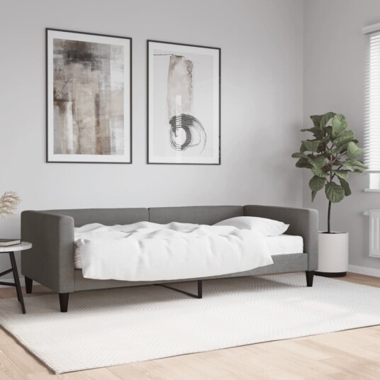  Dagseng med madrass mørkegrå 90x190 cm stoff
