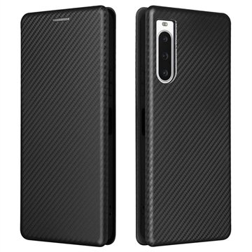Sony Xperia 10 V Flip-deksel Karbonfiber Svart