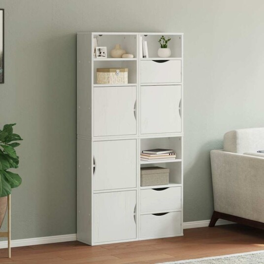 Sideskap 4 stk ODDA hvit 40x24x79 cm heltre furu