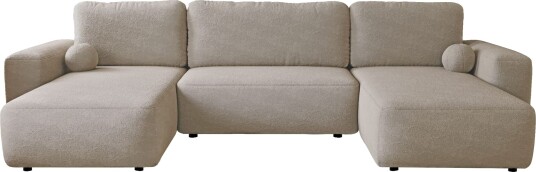 Elvior 5 seters U formet sovesofa med dobbeltdivan beige