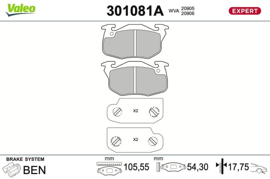 VALEO 301081A Bremseklosser