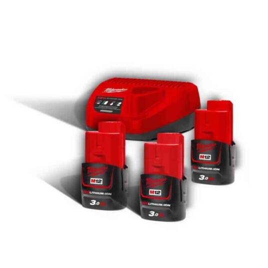 Milwaukee Batterisett M12 NRG-303 12V, 3x3Ah Milwaukee Batterisett M12 NRG-303 12V, 3x3Ah
