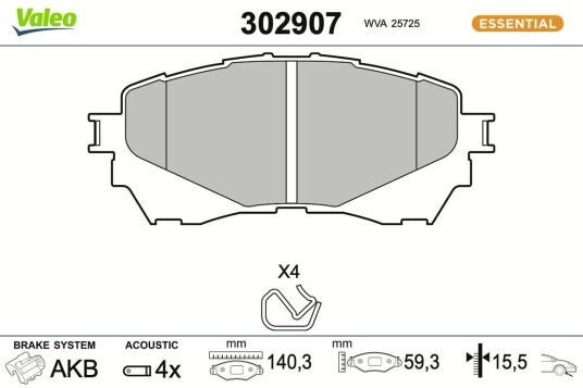Bremseklosser sett VALEO 302907