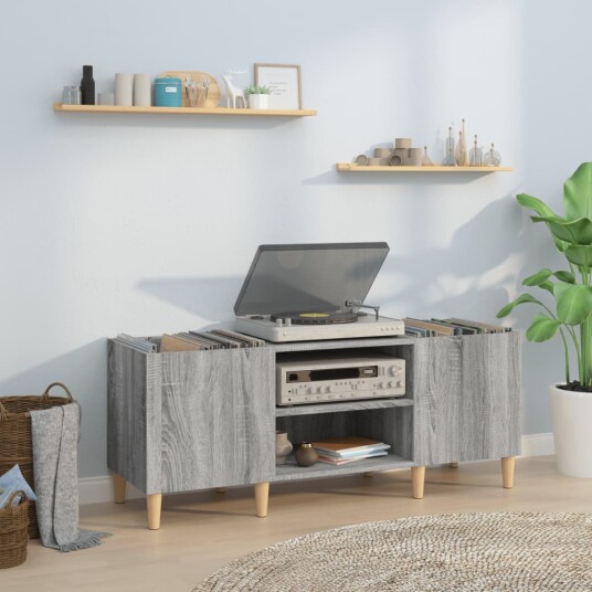 Hifi benk grå sonoma 121x38x48 cm konstruert tre