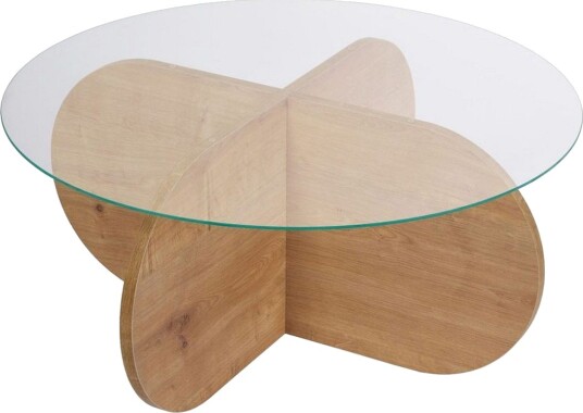Sofabord Aeris 75 cm med Glassplate - Safireik / Transparent