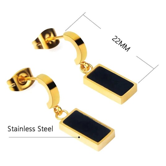 Emalje øredobber Gold and black