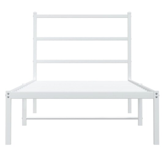 vidaXL Sengeramme i metall med hodegavl hvit 90x190 cm 8721012303034