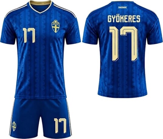 2026 VM Sverige Borte Barn Voksen Fotballdrakt Nr.17 Gyökeres,16-28,S-2XL 22
