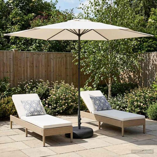 vidaXL Hageparasol med base 300 x 300 cm Polyester Rektangulær Krem