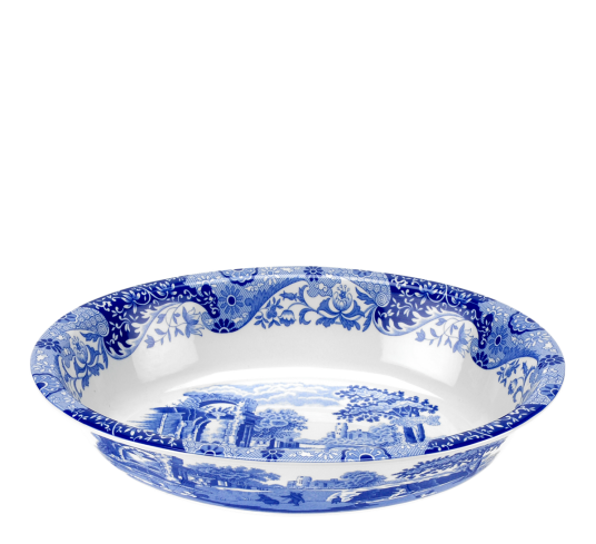 Blue Italian ildfast form oval 28 cm blå